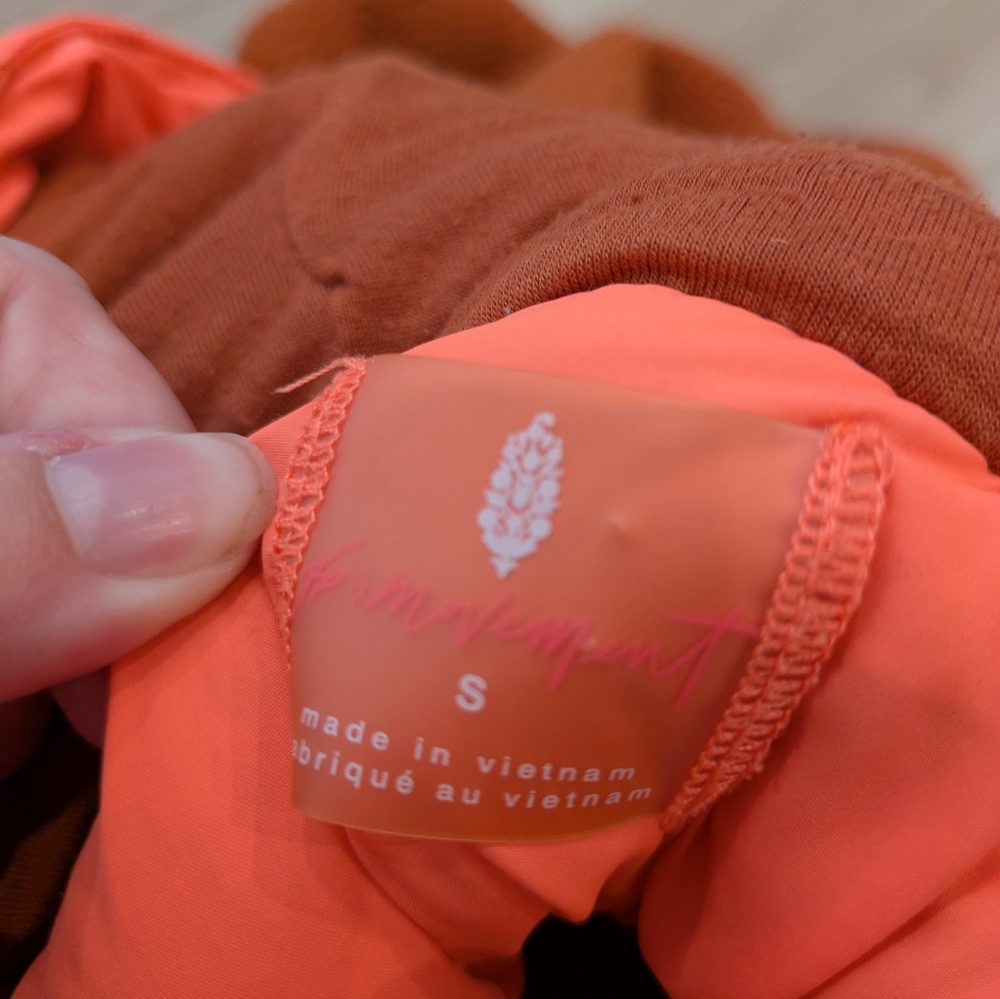 Free People Movement Lead The Pack Orange Fleece Hoodie Size S - Picture 6 of 6